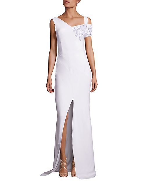 Antonio Berardi - Embroidered Cut-Out Shoulder Gown