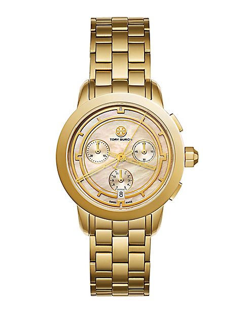 Tory Burch - Tory Chronograph Stainless Steel & Mother-Of-Pearl Bracelet Watch