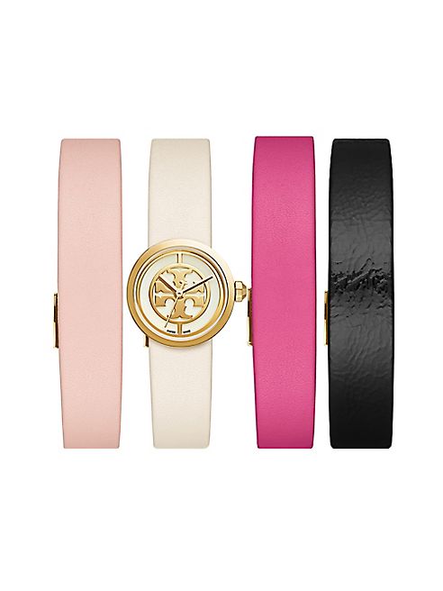 Tory Burch - Small Reva Muticolor Leather-Strap Watch Box Set