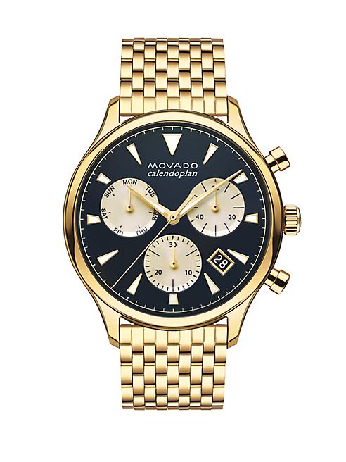 Movado - Heritage Calendoplan Goldtone Stainless Steel Bracelet Watch