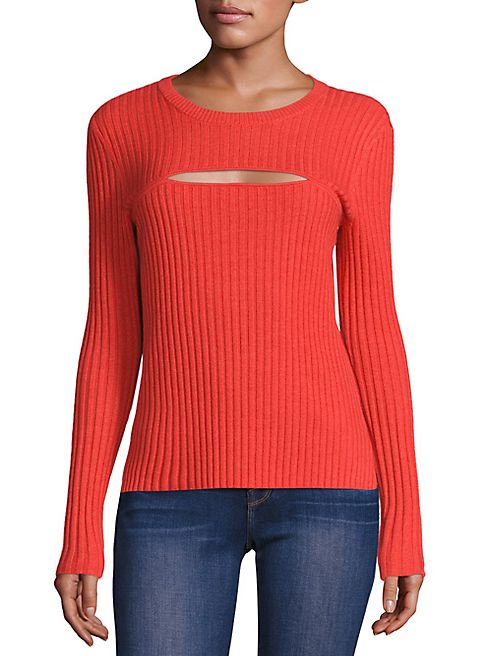 FRAME - Rib-Knit Cutout Sweater