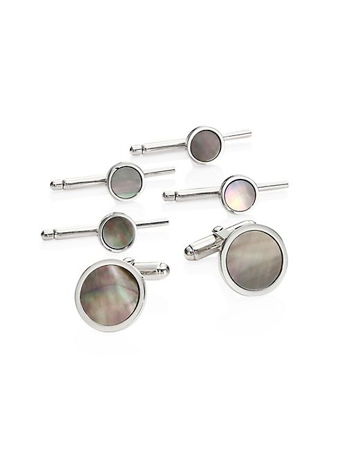 David Donahue - Mother-of-Pearl Sterling Silver Cuff Link & Stud Set