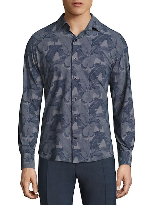 Saks Fifth Avenue x Traiano - Stretch Leaf Printed Shirt