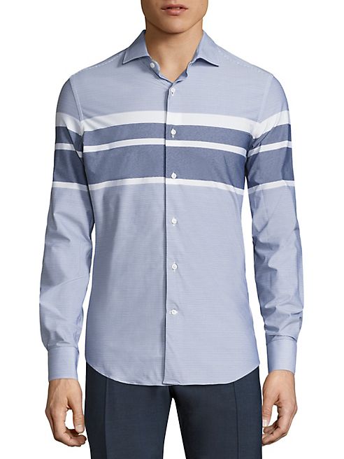 Saks Fifth Avenue x Traiano - Stretch Striped Regular-Fit Shirt