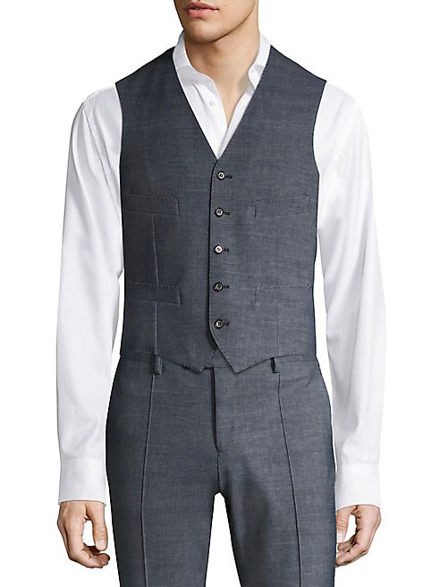 Saks Fifth Avenue x Traiano - Single-Breasted Horn Button Vest