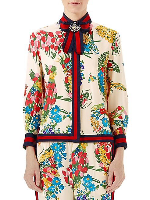 Gucci - Corsage Print Silk Shirt