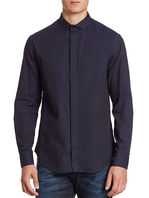 Armani Collezioni - Caiman Jacquard Button-Down Shirt