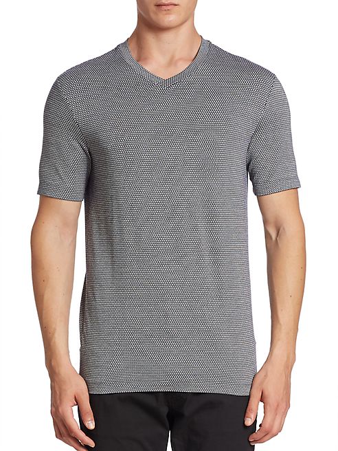 Armani Collezioni - Micro Jacquard V-Neck Tee