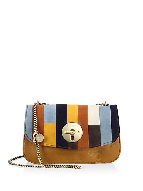 See by Chloé - Lois Leather & Patchwork Suede Chain Shoulder Bag