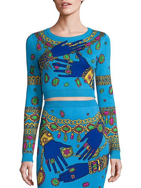 Moschino - Jewel Graphic Cotton Cropped Top