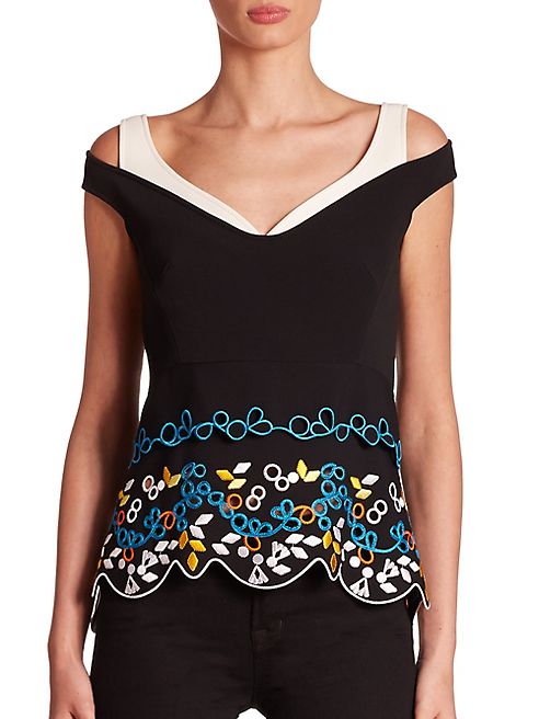 Peter Pilotto - Embroidered Off-The-Shoulder Top