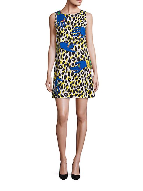 Moschino - Leopard & Hand-Print Mini Dress