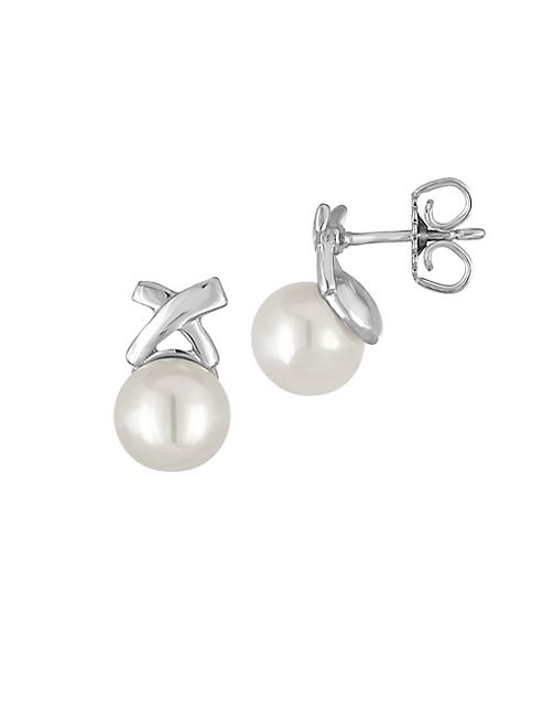 Majorica - 8MM Organic Pearl Crisscross Stud Earrings