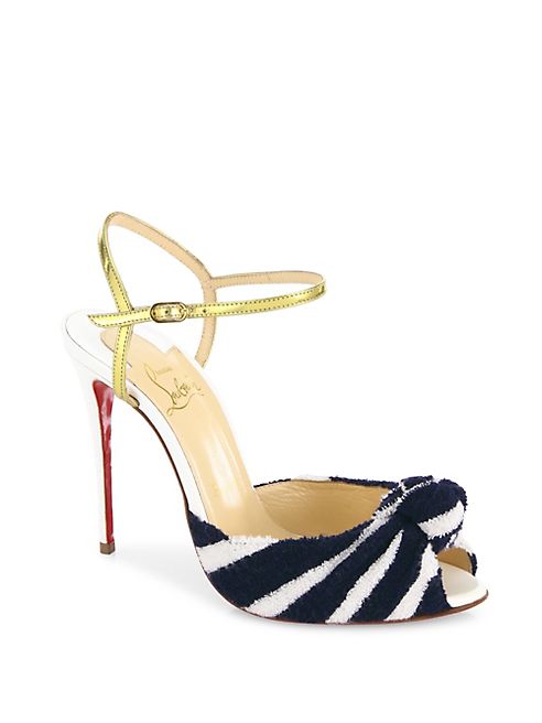 Christian Louboutin - Eponge 100 Knotted Peep Toe Ankle-Strap Sandals