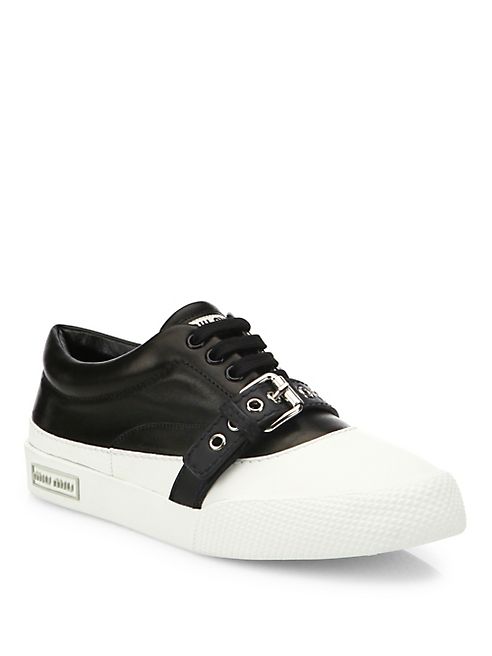 Miu Miu - Leather Buckle Strap Sneakers