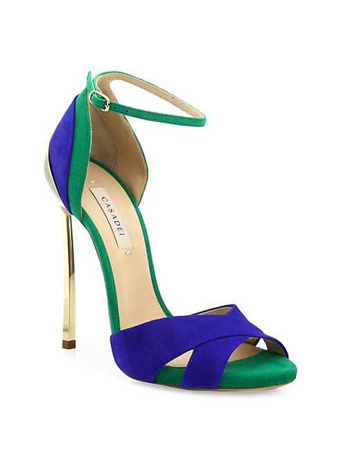 Casadei - Two-Tone Suede Ankle-Strap Sandals