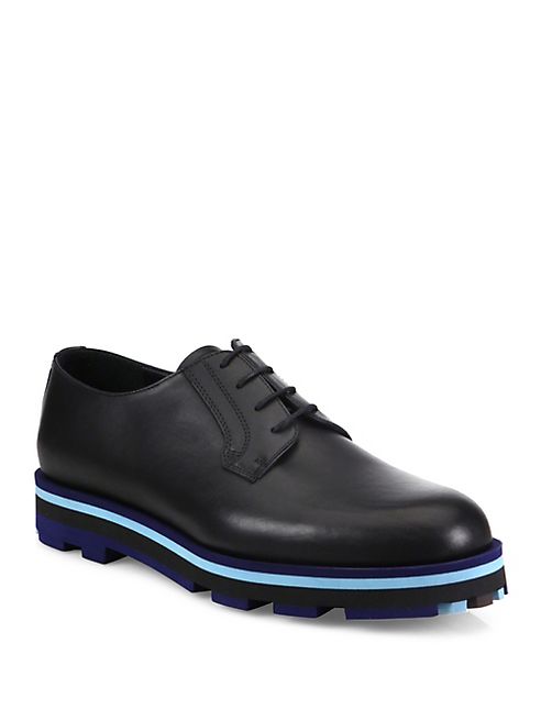 Valentino - Striped Leather Derby Shoes