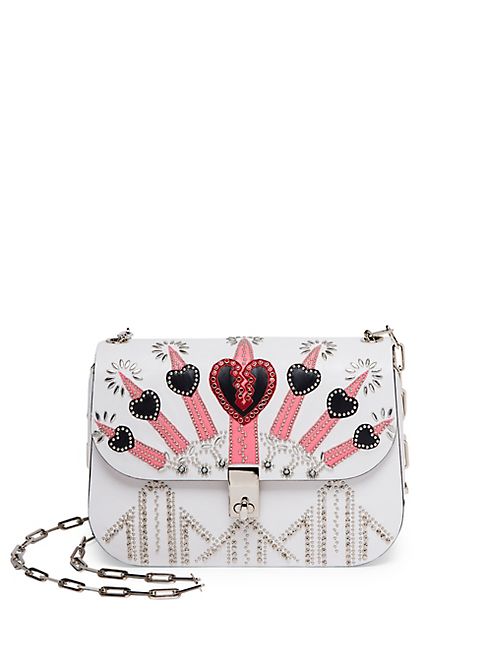 Valentino - Love Blade Embroidered Leather Chain Shoulder Bag