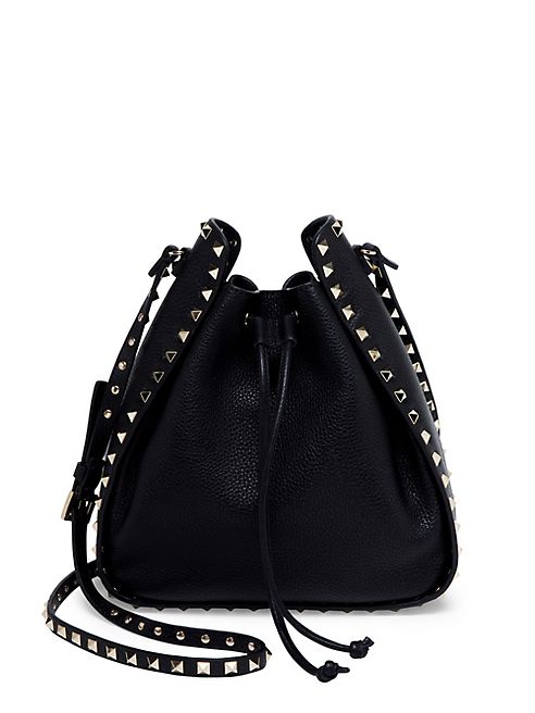 Valentino - Large Rockstud Leather Bucket Bag