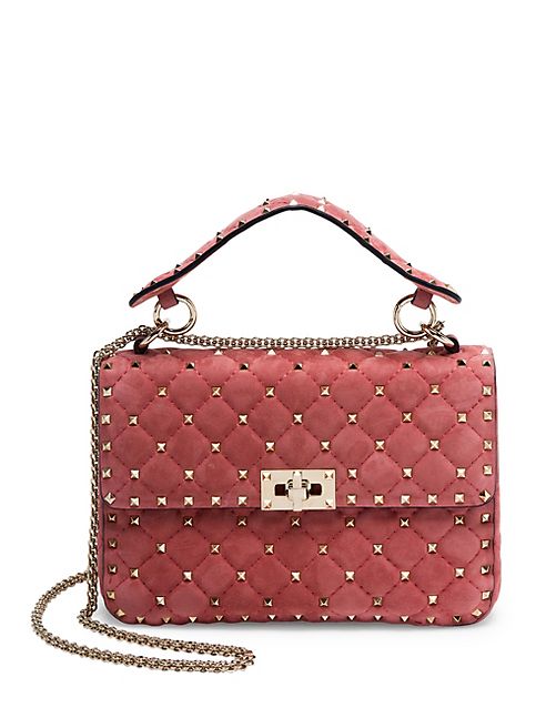 Valentino - Medium Rockstud Stitched Suede Chain Shoulder Bag