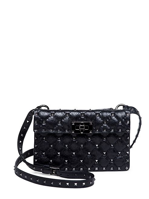 Valentino - Small Rockstud Stitched Leather Shoulder Bag