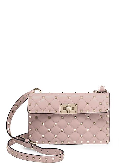 Valentino - Small Rockstud Stitched Leather Shoulder Bag