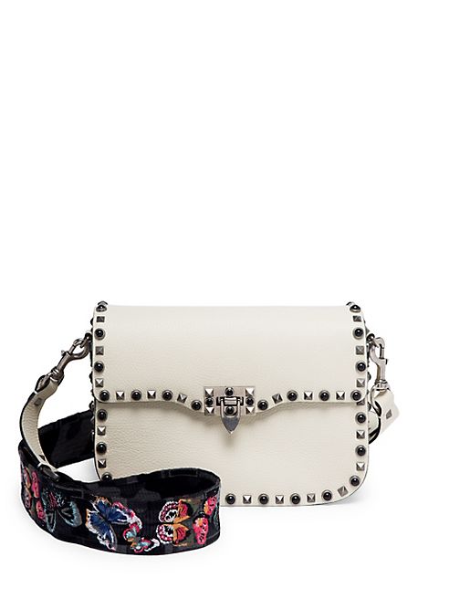 Valentino - Rockstud Rolling Camu Guitar-Strap Leather Shoulder Bag