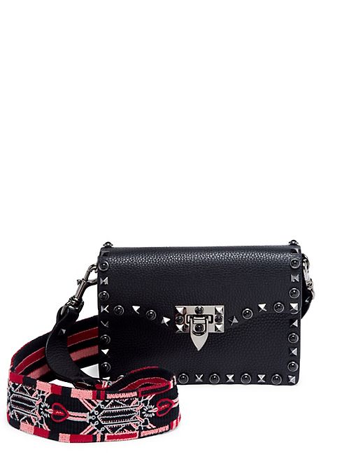 Valentino - Rockstud Rolling Love Blade Guitar-Strap Leather Shoulder Bag