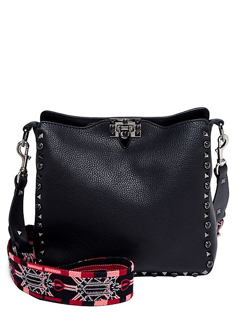 Valentino - Small Rockstud Love Blade Guitar-Strap Leather Hobo Bag