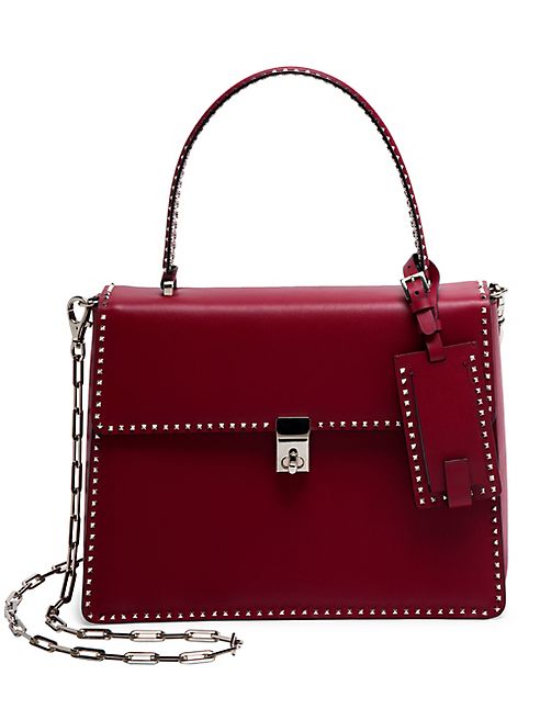 Valentino - Rockstud Leather Top-Handle Satchel