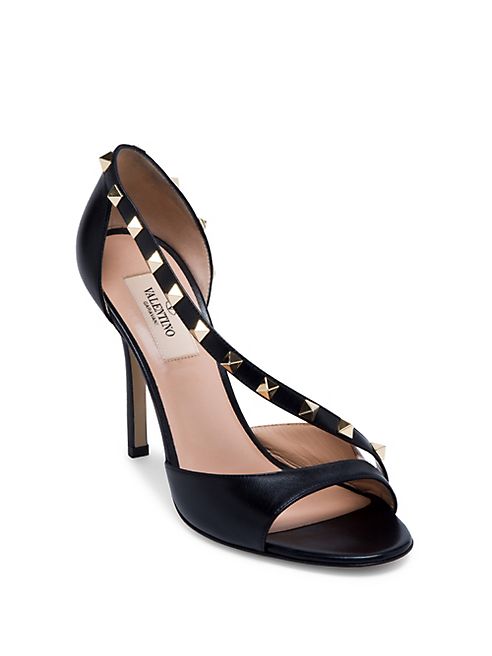 Valentino - Rockstud Leather d'Orsay Peep Toe Pumps