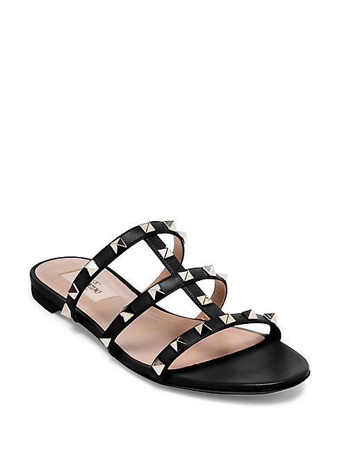 Valentino - Rockstud Leather Cage Slides