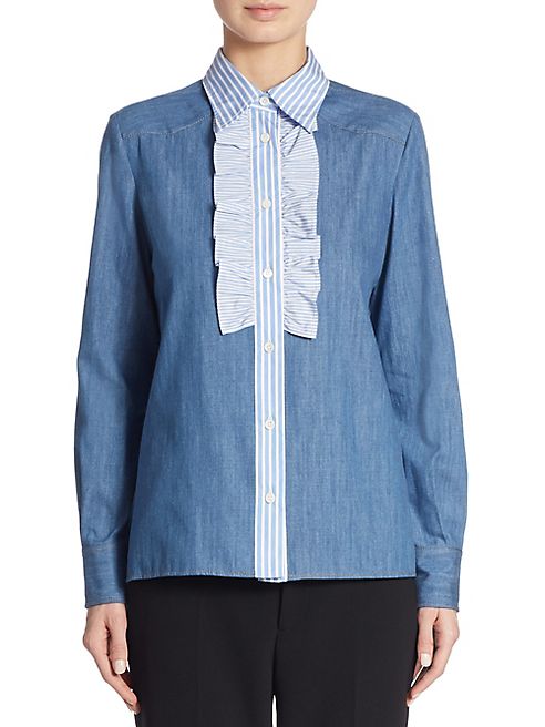 Miu Miu - Ruffled Denim Shirt