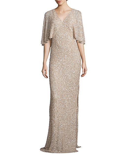 Alice + Olivia - Krystina Embellished Cape Gown