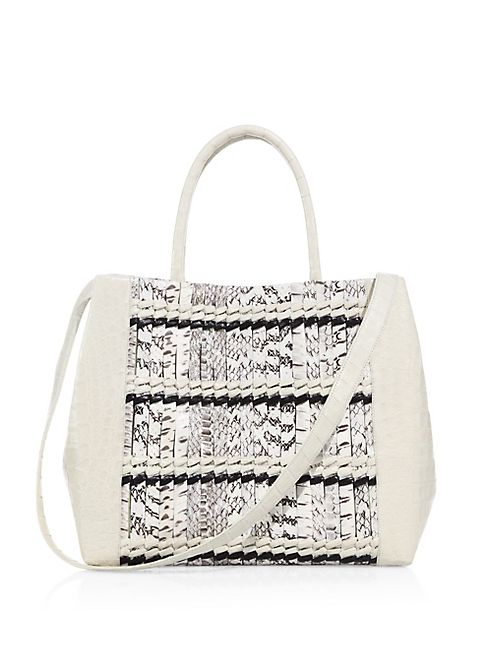 Nancy Gonzalez - Woven Stripe Crocodile Leather Tote