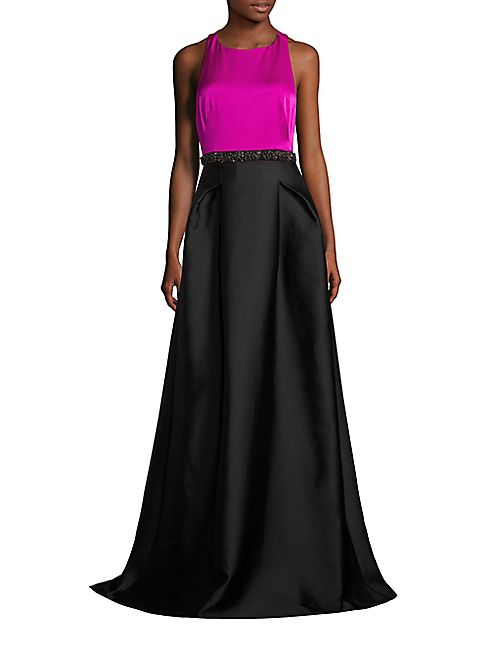 ML Monique Lhuillier - T-Back Beaded Waist Gown