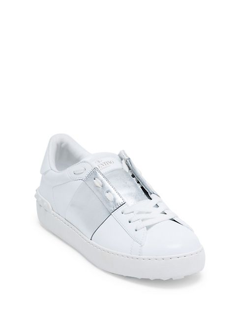 Valentino - Open Low-Top Leather Sneakers