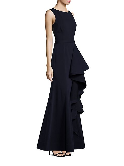 Nero by Jatin Varma - Mesh-Trimmed Ruffle Gown