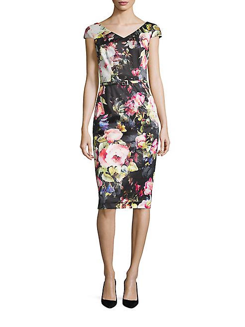 David Meister - Floral Cotton Sheath Dress