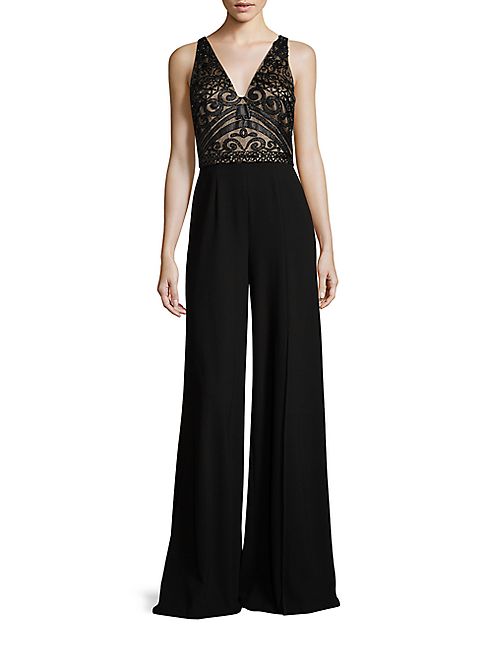 David Meister - Embellished Wide-Leg Jumpsuit