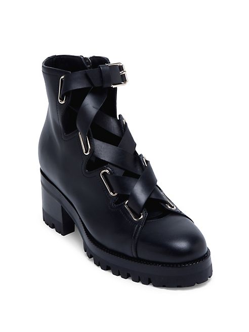 Valentino - Leather Combat Booties