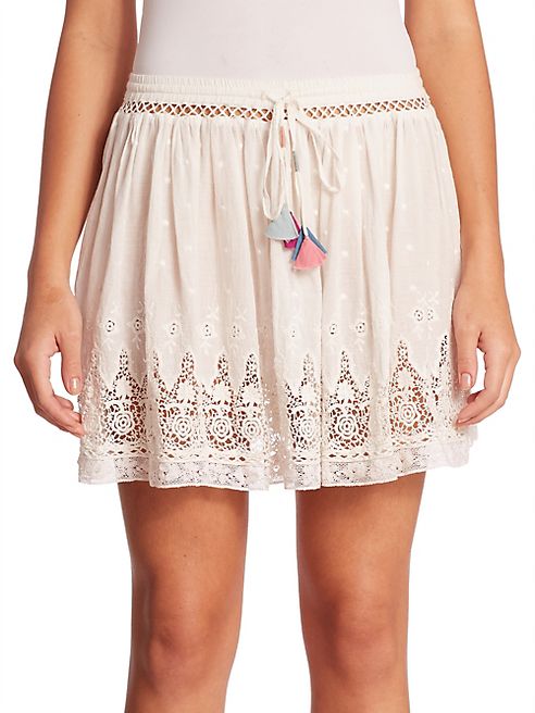 LOVESHACKFANCY - Phoebe Cotton Lace Trim Skirt