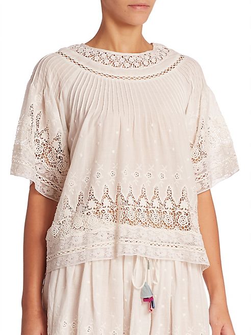 LOVESHACKFANCY - Ina Cotton Lace Trim Top