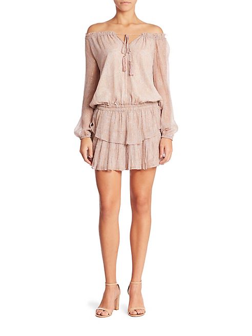 LOVESHACKFANCY - Popover Ruffle Silk-Blend Mini Dress