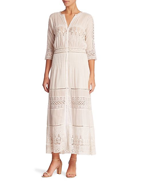 LOVESHACKFANCY - Beth Cotton Lace Inset Maxi Dress