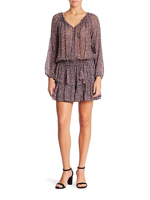 LOVESHACKFANCY - Popover Floral Silk Mini Dress