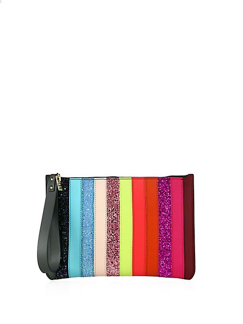 Sophie Hulme - Talbot Glitter Rainbow Stripe Pouch