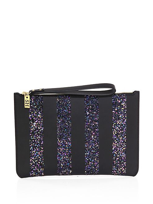 Sophie Hulme - Talbot Striped Glitter & Leather Pouch