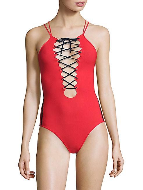 Jonathan Simkhai - Lace-Up One-Piece Swimsuit