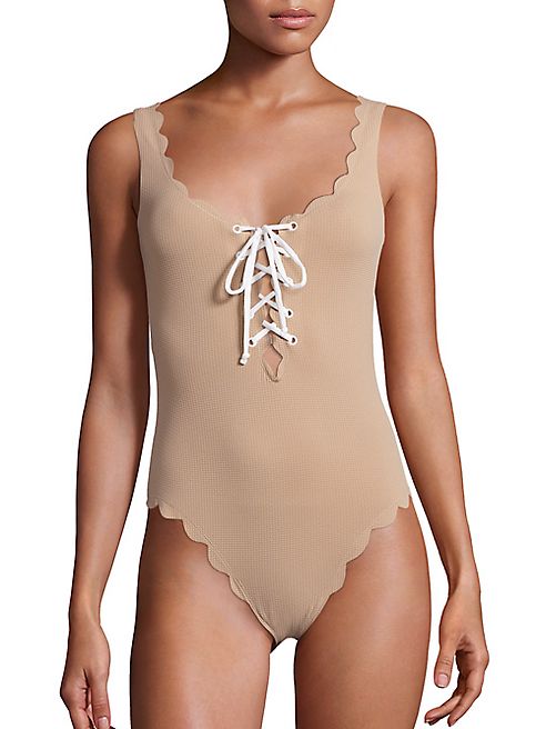 Marysia - Palm Springs One-Piece Textured Lace-Up Maillot